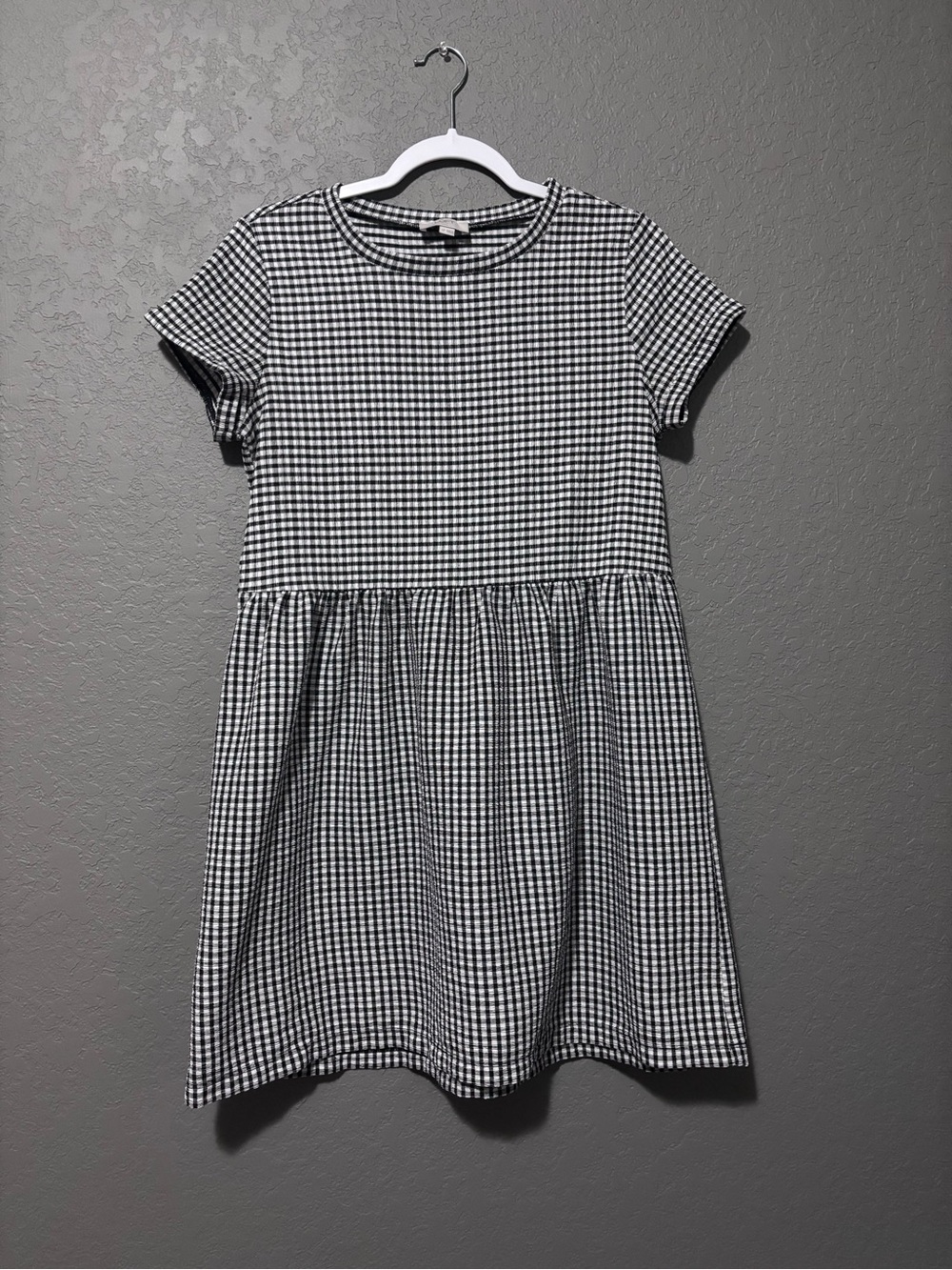 Loft Black & White Gingham Short Sleeve Dress